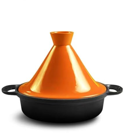 Cacerola de hierro fundido esmaltado con tapa, 20 cm, perfecta para cocinar auténtica Tajine, duradera y versátil esencial para la cocina