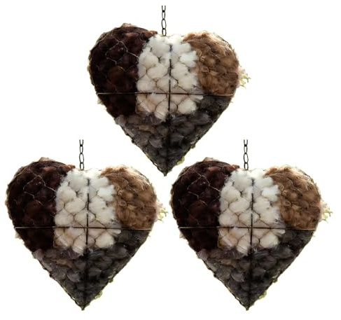 Ywmsfl Fiber Bird Nesting Heart, Refillable Birds Nests Holder Heart Shape for Wild Birds, Winter Fowl Gifts Animal Hummingbirds Lovers Home Garden Yard (2)