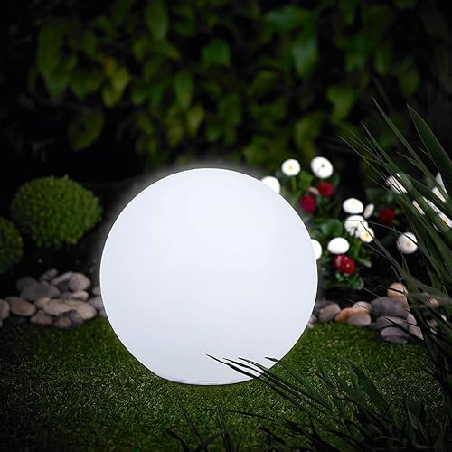 MeLiTec Solar Gartenleuchte Kugel, RGBW Farbwechsel, Warmweiß & Bernstein & 7 Farben, Solarleuchte für Garten, Dekorative Bodenleuchte, IP44, bis 8h Leuchtdauer, ⌀ 30 cm