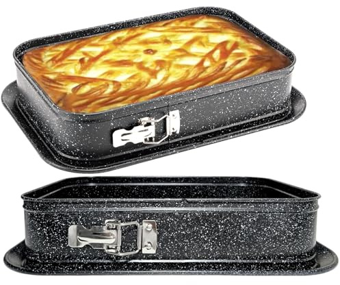 EliteHoff Springform Rechteckig, Backform Quadratisch, Kuchenform Eckig, Kuchenbackform mit Antihaftbeschichtung, Backform Springform Auslaufsicher (Rechteckig, 35 x 24 cm)