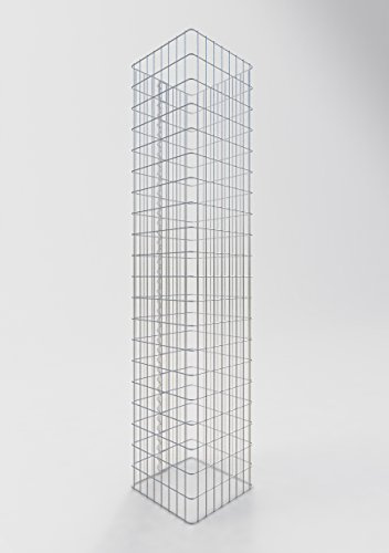 GABIONA - Columna de gavión de 200 cm de alto - Cesta rectangular de gavión de 42 x 42 cm - Malla de 5 x 10 cm - Galvanizado