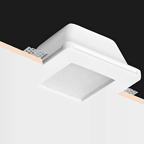 Porte Spot à Encastrer carré Bas à disparition en plâtre céramique peinte avec verre mat avec bague bloccafaretto pour spots GU10 GU5.3 MR16 – Crée point Lumière – Idéal pour cloison sèche avec