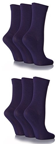 SockShop Ladies 6 Pair Socks - Soft, Breathable & Cooling Bamboo Socks with a Gentle Comfort Cuff in Plains and Stripes, Bright and Colourful Multipack