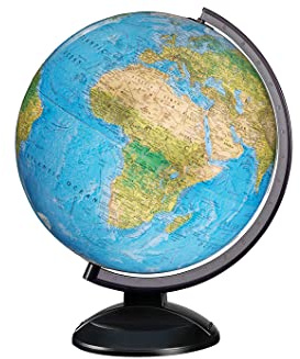 Replogle Ready to Assemble World 12 Diameter Globe, USA Cartography, Modern Acrylic Stand and Blue Ocean. Easy to assemble globe that shows Political borders and provincial borders, major ocean currents, detailed lakes, rivers, tributaries and canals.