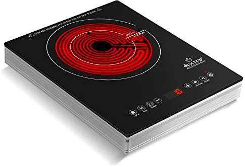 Duxtop 1600W Single Burner Electric Cooktop, Hot Plate for Cooking, Electric Stove with Sensor Touch Control, Portable Infrared Burner with Timer and Safety Lock, E200AIR/ 9500STIR