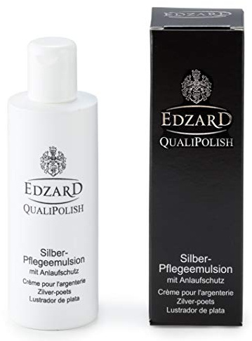 EDZARD QualiPolish® Silberpflege Emulsion (125 ml) – Silberreiniger, Silberpolitur, Putzmittel für Schmuck, Besteck, Münzen aus Silber, Messing & Gold, Anlaufschutz, Pflege & Reinigung