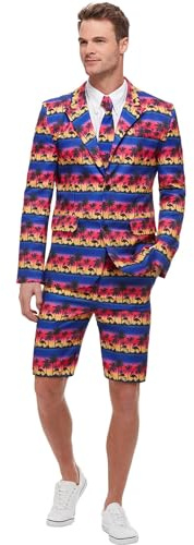 Smiffys Disfraz de flamenco vespertino, Azul, con chaqueta, cortos y corbata Halloween, Carnaval