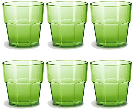 OMADA Set 6 Bicchieri Acqua da 30cl, Impilabili, In Plastica Rigida H 9cm