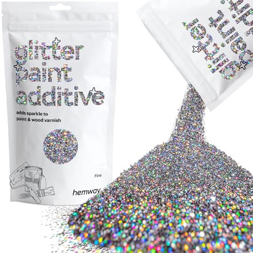 Gun Metal Grey Holographic Glitter Paint Additive Fine 100g for Adding Sparkle to Paints & Varnish | Paint Walls Sparkly Add to Emulsion, Acrylic or Lacquer Indoor | Hemway
