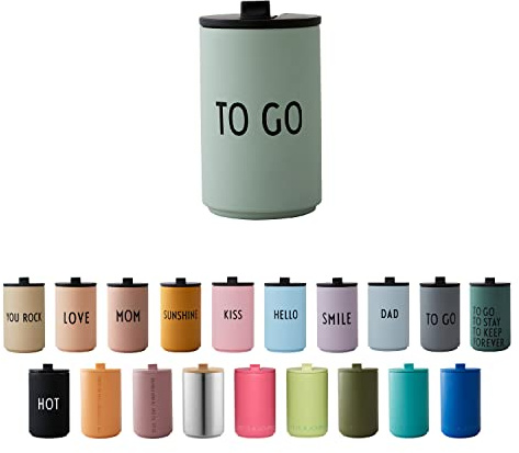 Design Letters Thermobecher TO GO | Thermobecher kaffee to go | Kaffeebecher To Go aus Edelstahl doppelwandig isoliert, auslaufsicher | Geschenke für frauen, Männer | Travel mug | 350 ml