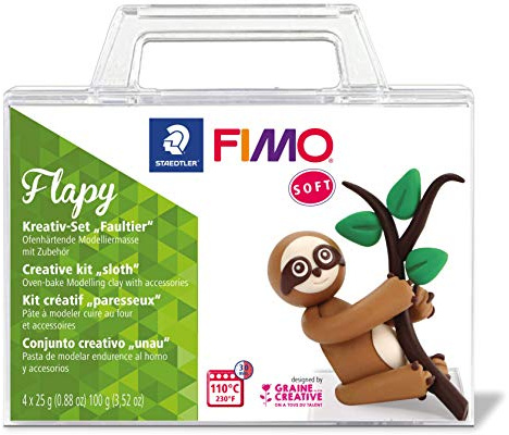 STAEDTLER FIMO soft Modellierset „Flapy“, Ofenhärtende Modelliermasse mit Zubehör im praktischen, wiederverschließbaren Acrylkoffer, 8025 32