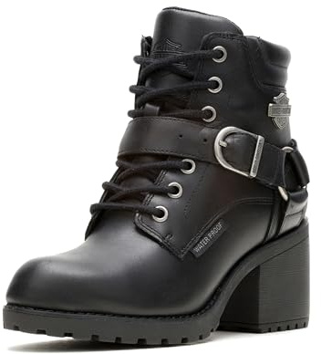 Harley-Davidson Women's Howell 5 Lace Leather Motorcycle Casual Boot Motorcycle Boot, Black, 8.5