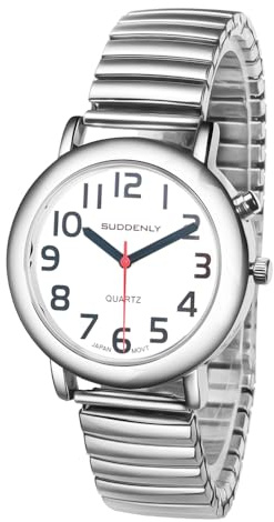 Generies English Talking Watch for Seniors Unisex Men Women Loud Sound Time-Day-Date Alarm Clock for Visually Impaired