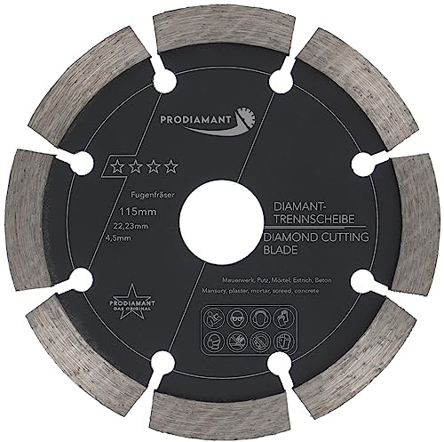 PRODIAMANT Fresa per giunti ø 115 mm larghezza 4,5 mm per malta calcestruzzo muratura e intonaco segmento diamantato 10 mm qualità professionale