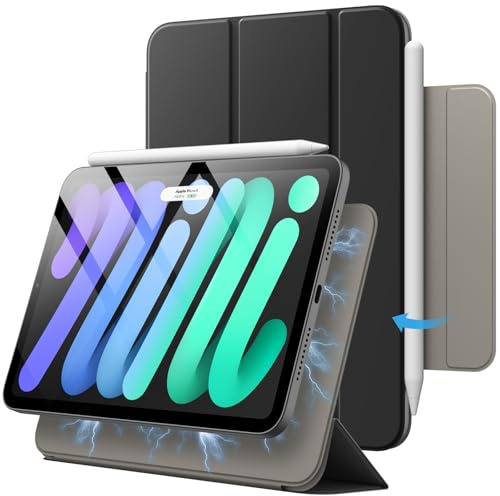 JETech Magnetiskt Fodral för iPad mini (A17 Pro, 2024 Modell, 7:e Generationen) / mini 6 (2021 Modell, 6:e Generationen), Smal Smart Case med Automatisk Väckning/Sömn (Svart)
