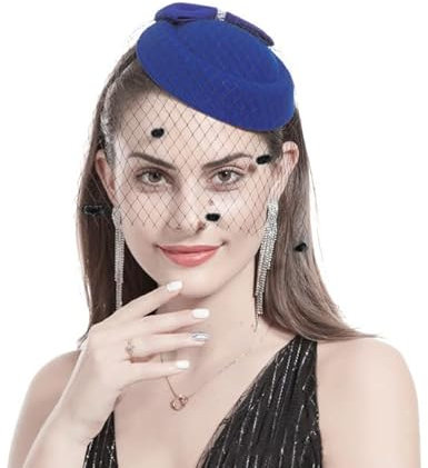 Kopfschmuck Schleife Mesh Perlen Fascinator Hut Damen Mädchen Schleier Pillbox Partyhut Elegant Retro 20er 50er Jahre Haarspange Bankett Klassisch Haarschmuck für Hochzeit Cocktail Pferderennen