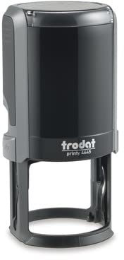 Trodat - Printy 4645 – runder Custom Stempel mit Wunschtext personalisieren, hier gleich online gestalten Gehäusefarbe schwarz – Adresstempel - Firmenstempel - mit Wunschtext – 45 mm -