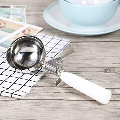 cuchara para galletas de varios tama?os,Cuchara para helado con gatillo, cuchara para helado de gran tama?o, cuchara para helado de acero inoxidable para ni?os [Blanco (8 cm)], Cuchara para hela