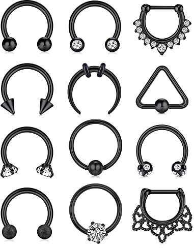 Zolure 16G Chirurgenstahl Septum Piercing Septum Nasenpiercing Horseshoe Piercing Ohrpiercing Septum Lippenpiercing Cartilage Ohrpiercing 8-10mm
