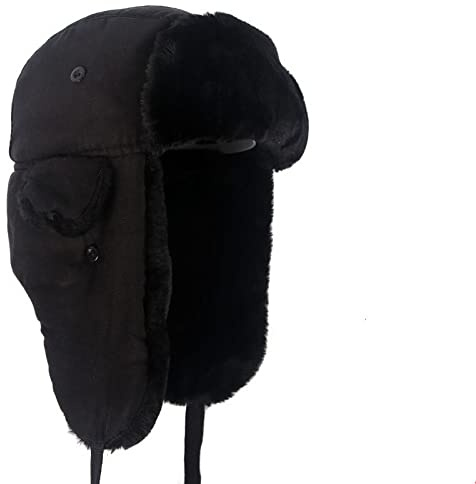 DEPAJA Russische Mütze Ushanka Earflap Hats Warm Winter Schwarz Bomber Trapper Pilot Fliegermütze Herren Kunstpelz Russische Gorros De Aviador