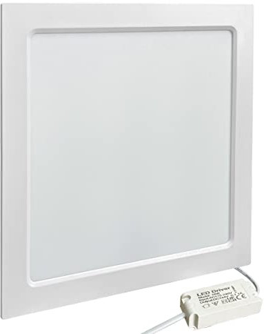 Recessed LED Ceiling Panel Light Square 18w Cool White 6500k 225mm x 225mm, Back Lit Heat Absorber Long Life Span 18WSCW03