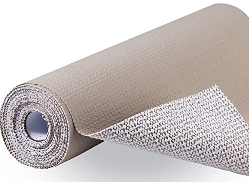 Premium Drawer and Shelf Liner for Cabinet, Non Adhesive Liner for Kitchen, Strong Grip Non Slip Shelf Liners for Kitchen Cabinets, Storage, Drawers, Shelves, Kitchenware and Tableware, Beige