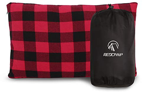 REDCAMP 30x40/50cm Camping Kopfkissen Komprimierbar, Campingkissen Weich Leicht, Reise Kissen Cover Pillow Outdoor, Kleines Kissen Blau Rot Grau Grün Mehrweg… (Rot und schwarz)