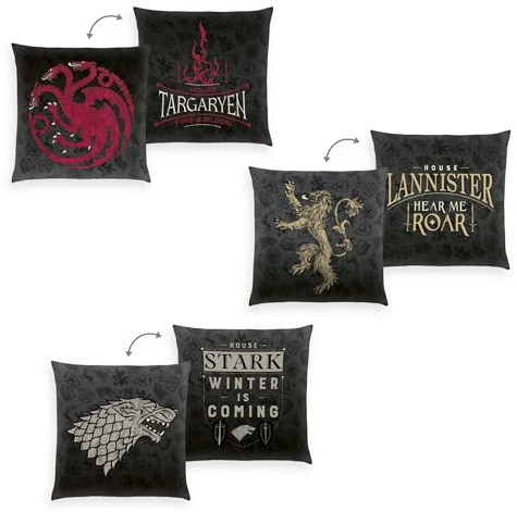 Herding Game of Thrones - Set da 3 cuscini decorativi e morbidi, da coccole, 100% poliestere, 40 x 40 cm