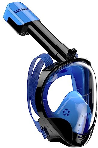 LUXPARD Schnorchelmaske Vollmaske, Vollgesichts Taucherbrille für Erwachsene und Kinder, Anti-Fog Anti-Leck 180 Panorama Weitblick Tauchmaske (Schwarz & Blau, L/XL)