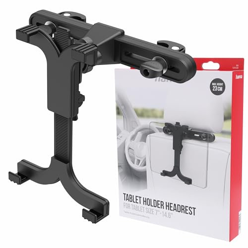 Hama 125120 Kopfstützenhalterung für Tablets (7 bis 12,9 Zoll), Tablet-Halterung, Portable_Electronic_Device_Mount, Klemmhalterung, Drehbar, Einstellbar, Automobil, Kunststoff