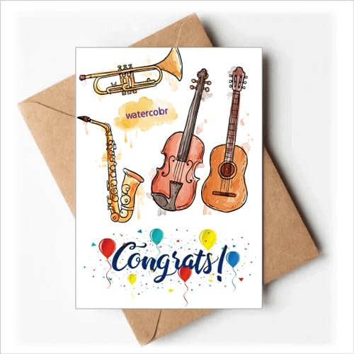 Aquarell Instrument Kombination Musik Muster Hochzeit Karten Glückwunsch Gruß Umschläge