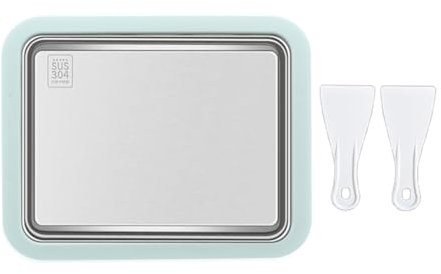 Macchina per yogurt fritto fai-da-te Mini macchina per gelato portatile Mini piastra refrigerata in acciaio inossidabile con 2 pale per ghiaccio Macchina per dessert congelata fatta in casa Macchina