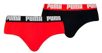 Puma Lot de 2 Slips Quotidiens pour Homme, Rouge/Noir, M