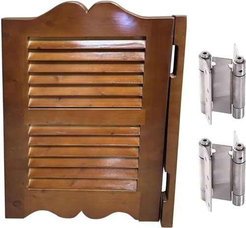 MOZ4dxy Porte de café Simple, Porte battante, Portes à persiennes Marron avec Texture en Bois Naturel, quincaillerie(W 60cm (23 5/8))