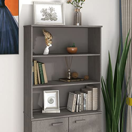 LAPOOH Aufsatz für Highboard, Aufsatz für Wohnzimmerschrank, Aufsatz für Vitrinenschrank, Aufsatz für Sideboard Wohnzimmer, Hellgrau 85x35x100 cm Massivholz Kiefer