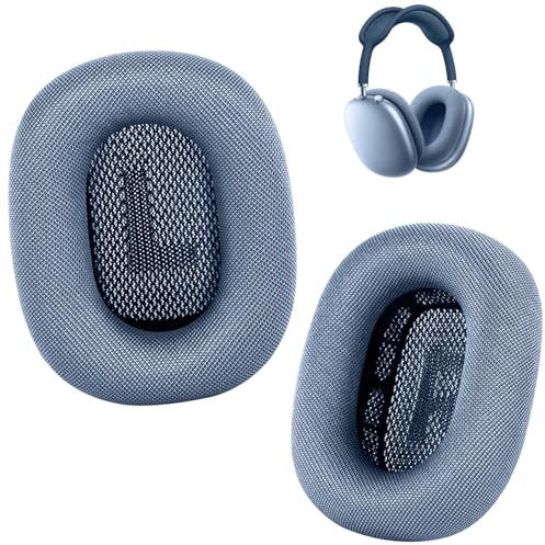 ZLIUCCR Ohrpolster für AirPods Max Kopfhörer, kompatibel mit Apple AirPods Max, Silikonschicht, Magnet, Memory-Schaum, Geräuschisolierung, 2 Stück, Himmelblau