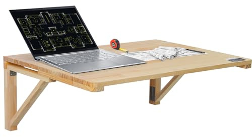 VEVOR Tavolo Pieghevole a Parete 80 x 60 cm, Scrivania Galleggiante con Staffa in Ferro per Ufficio Domestico, Sala da Pranzo, Cucina, Bar
