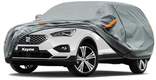 Kayme Robustes Autoabdeckung Wasserdicht Atmungsaktiv Passend für Seat Tarraco (2018-2025), Vollgarage Autoplane für Sonne Staub Schutz, Auto Abdeckplane Faltgarage (3-7 Tage liefern)