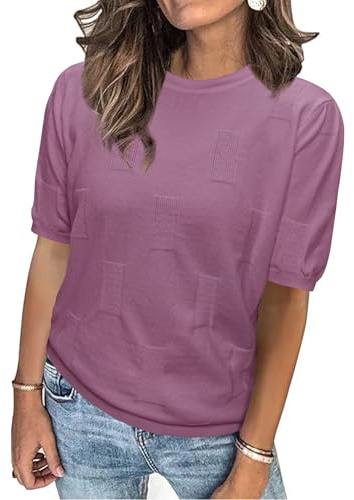 Totatuit Maglione da Donna Maniche Lunghe Maglione a Maniche Corte Tinta Unita T-Shirt Girocollo Casual Lavorato a Maglia Top Ampio Stretch Maglione Elegante e Chic Adatto Autunno Primaver