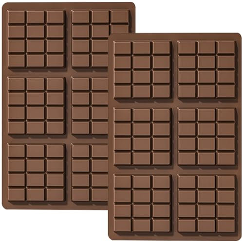 YXHZVON 2 Moldes de Silicona Para Chocolate, Mini Molde Para Barra de Chocolate Fácil de Desmoldar para Chocolates Caseros, Bombones, Dulces, Gofres, Decoración de Pasteles