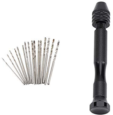 Hand Drill Bits Set, Hand Drill Mini Pin Vise Hand Drill Twist Drill Bits Set High Speed Steel Micro Drill Bits for Jewelry, Wood, Plastic, More (Combination 5: Single Black Hand-Twisted Drill)