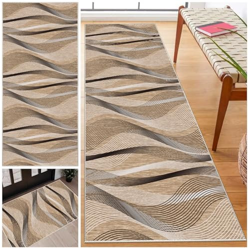 Laegnfho Teppich Läufer Flur Lang 70 x 180 cm Waschbar Rutschfest Küchenteppich Flurläufer Lang Korridor Teppich Läufer für Küche, Eingang, Wohnzimmer Schlafzimmer