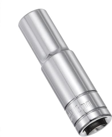 Juttzzei 6-Point Deep Socket, 1/2 Inch Drive 13mm Socket - Silver | Polishing CR-V Steel 13mm Socket 1/2 Drive with 78mm Length 6-Point Metric Sizes foe Car Home Repair Mechanical Maintenance
