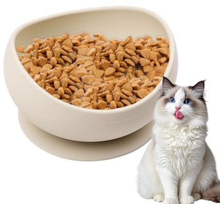 Silikon Futternapf für Haustiere - Katzennapf aus Silikon, rutschfeste Katzenschüssel | Erhöhte Kanten Nass und Trockenfutterspender mit Saugnäpfen für Welpen und Kätzchen