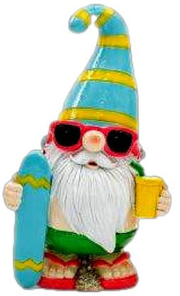 Glazed Resin Beach Garden GNOME Swimmer - BATHROOM/BEACH HUT/GARDEN ORNAMENT - Humorous BATHER Figurine - Blue Hat -17.5 cm