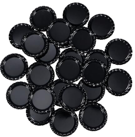 NUOBESTY Lot De 100 Capsules De Bière Noires En Fer, Taille Intermédiaire, Capsules De Bouteilles En Verre Pour Décoration Et Fêtes à La Maison