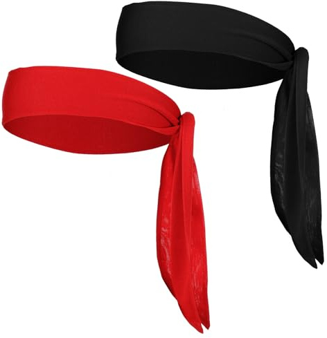 Red Bandana Headband, 2 Pcs Red Headband, Karate Kid Headbands for Men & Women, Sports, Running, Tennis, Yoga, Soccer (2 Colors)
