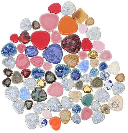 OFFIGAM 1tasche Beutel Diy Unregelmäßige Keramikmosaikfliesen Kieselstein-material Langlebige Glasierte Handwerksfliesen Für Kreatives Basteln Und Individuelle Gestaltung