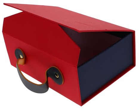 Vaguelly Rote Geschenkschachtel mit Klappdeckel aus Papier und Pu Einfach zu Tragen Stabile Geschenkverpackung für Hochzeits und Feiertagsanlässe