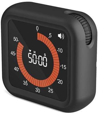 Reloj digital con temporizador visual recargable, brillo ajustable, adecuado para cocinar, estudiar, aula, cocina, uso en la cocina, color negro